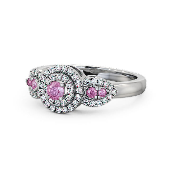 Cluster Pink Sapphire and Diamond 0.50ct Ring 9K White Gold - Camila GEM15_WG_PS_FLAT