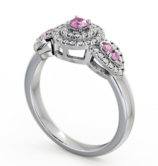 Cluster Pink Sapphire and Diamond 0.50ct Ring 9K White Gold GEM15_WG_PS_THUMB1