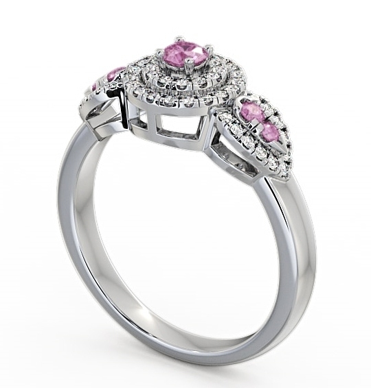 Cluster Pink Sapphire and Diamond 0.50ct Ring 18K White Gold GEM15_WG_PS_THUMB1 