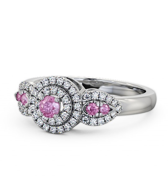  Cluster Pink Sapphire and Diamond 0.50ct Ring 18K White Gold - Camila GEM15_WG_PS_THUMB2 