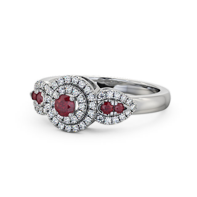 Cluster Ruby And Diamond 0.50ct Ring 18K White Gold - Camila | Angelic ...