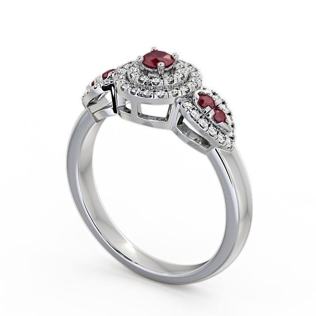 Cluster Ruby and Diamond 0.50ct Ring 18K White Gold - Camila