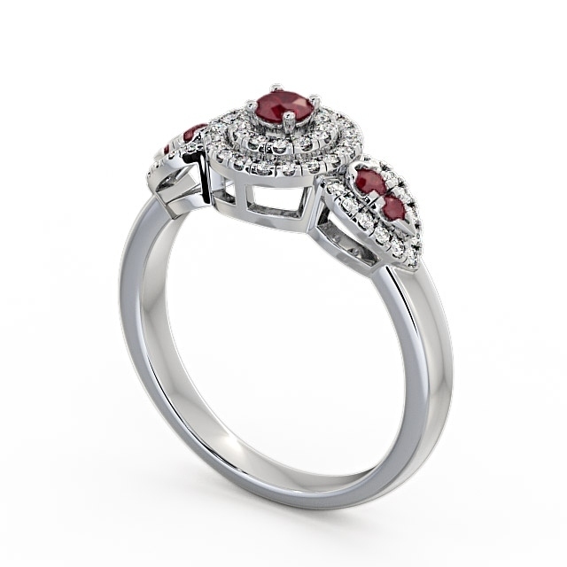 Cluster Ruby and Diamond 0.50ct Ring 9K White Gold - Camila GEM15_WG_RU_SIDE