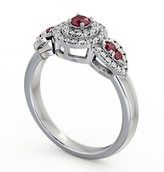 Cluster Ruby and Diamond 0.50ct Ring 18K White Gold GEM15_WG_RU_THUMB1 