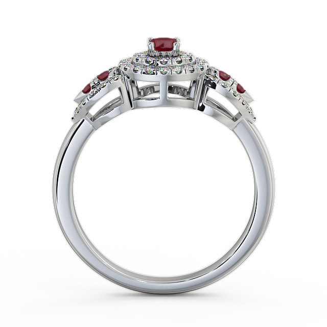 Cluster Ruby and Diamond 0.50ct Ring 18K White Gold - Camila GEM15_WG_RU_UP