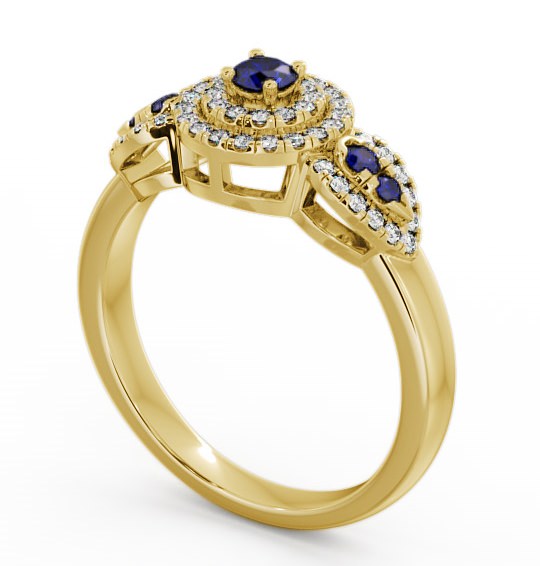 Cluster Blue Sapphire and Diamond 0.50ct Ring 18K Yellow Gold GEM15_YG_BS_THUMB1