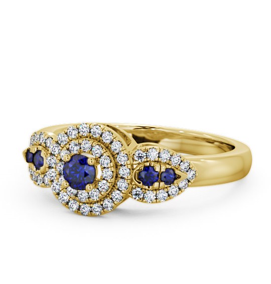 Cluster Blue Sapphire and Diamond 0.50ct Ring 9K Yellow Gold GEM15_YG_BS_THUMB2 