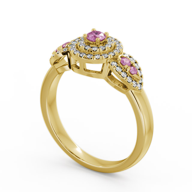 Cluster Pink Sapphire and Diamond 0.50ct Ring 9K Yellow Gold - Camila GEM15_YG_PS_SIDE