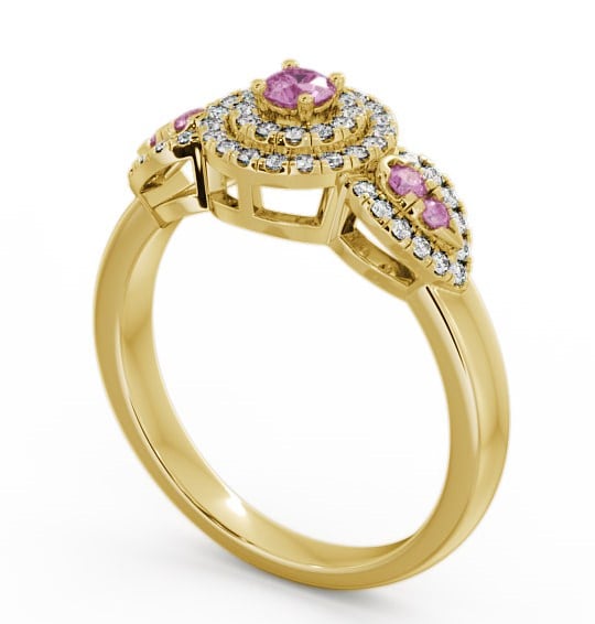  Cluster Pink Sapphire and Diamond 0.50ct Ring 18K Yellow Gold - Camila GEM15_YG_PS_THUMB1 