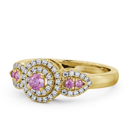  Cluster Pink Sapphire and Diamond 0.50ct Ring 9K Yellow Gold - Camila GEM15_YG_PS_THUMB2 