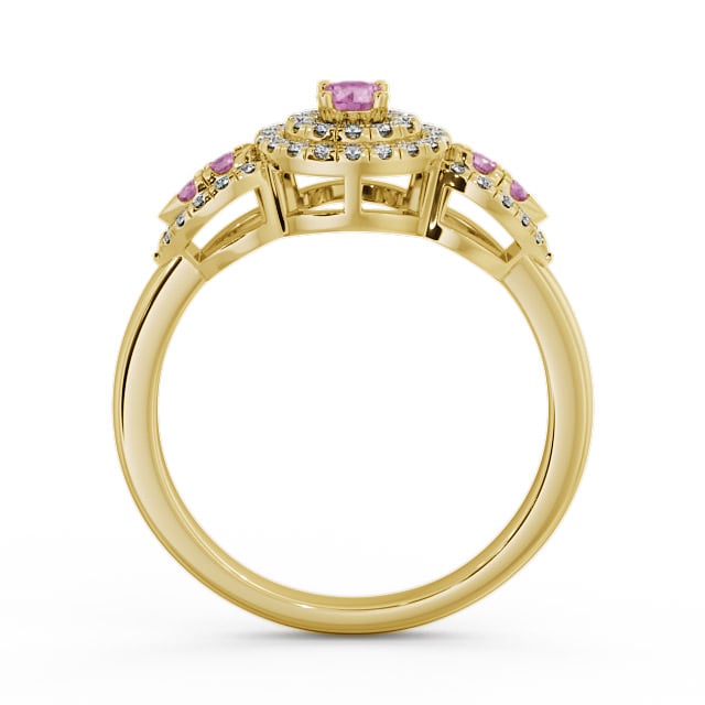 Cluster Pink Sapphire and Diamond 0.50ct Ring 9K Yellow Gold - Camila GEM15_YG_PS_UP