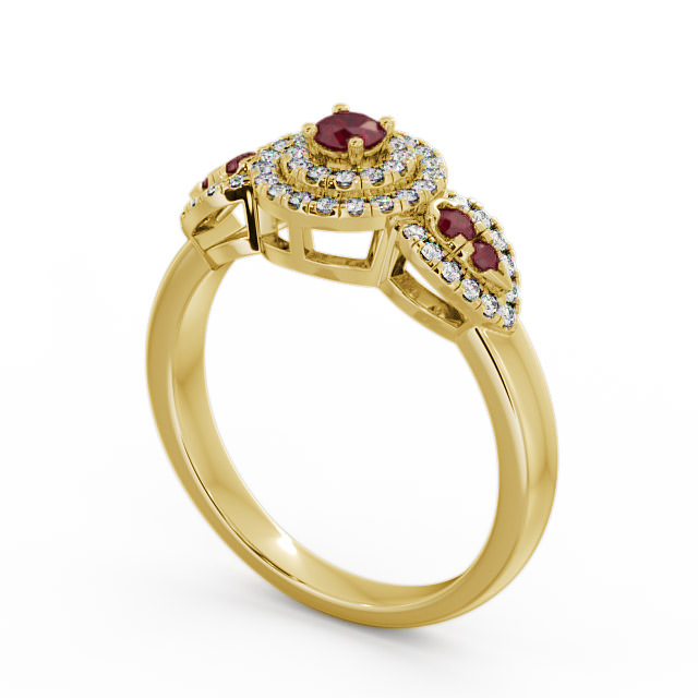 Cluster Ruby and Diamond 0.50ct Ring 9K Yellow Gold - Camila
