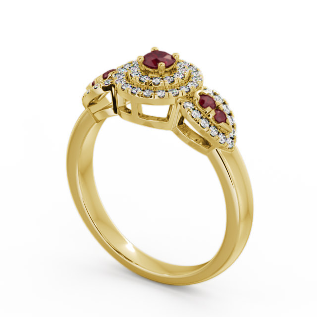 Cluster Ruby and Diamond 0.50ct Ring 9K Yellow Gold - Camila GEM15_YG_RU_SIDE