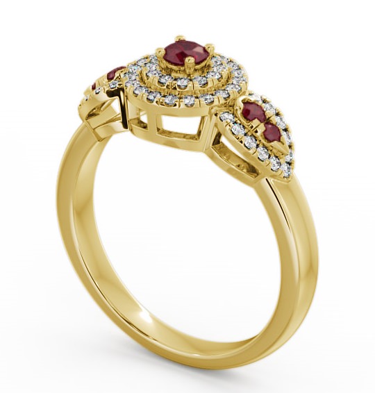 Cluster Ruby and Diamond 0.50ct Ring 18K Yellow Gold GEM15_YG_RU_THUMB1