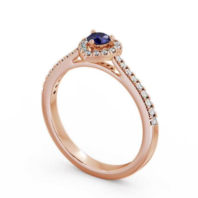 Halo Blue Sapphire and Diamond 0.50ct Ring 9K Rose Gold - Neiva