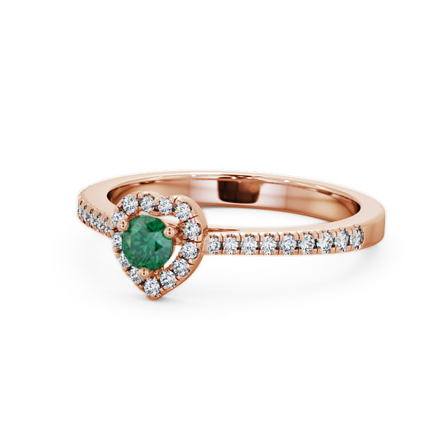 Halo Emerald and Diamond 0.43ct Ring 9K Rose Gold - Neiva GEM16_RG_EM_FLAT
