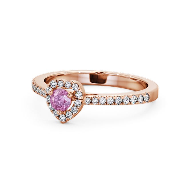 Halo Pink Sapphire and Diamond 0.50ct Ring 18K Rose Gold - Neiva GEM16_RG_PS_FLAT
