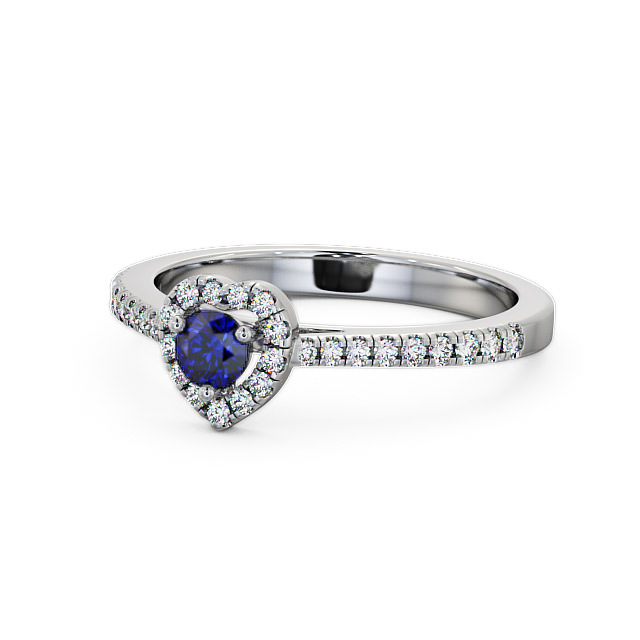 Halo Blue Sapphire and Diamond 0.50ct Ring 9K White Gold - Neiva GEM16_WG_BS_FLAT