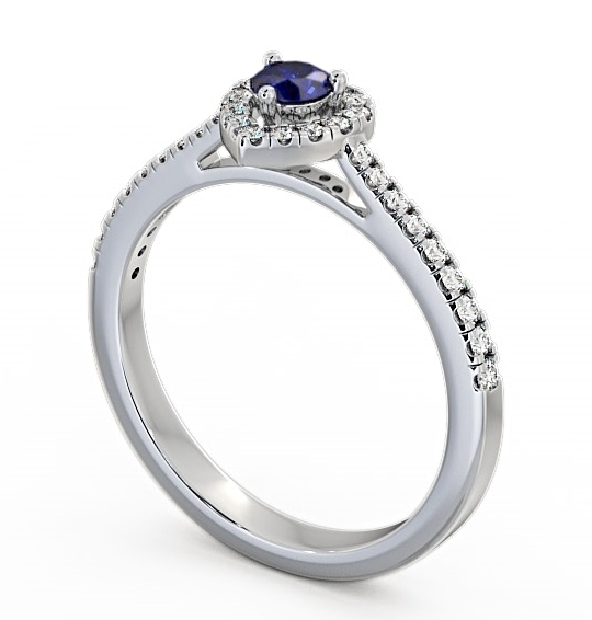 Halo Blue Sapphire and Diamond 0.50ct Ring 9K White Gold GEM16_WG_BS_THUMB1