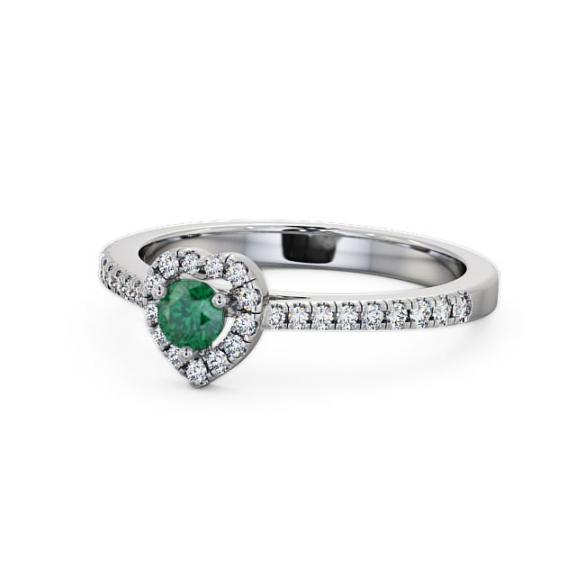 Halo Emerald and Diamond 0.43ct Ring Palladium - Neiva GEM16_WG_EM_FLAT