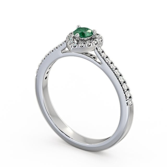 Halo Emerald and Diamond 0.43ct Ring Palladium - Neiva GEM16_WG_EM_SIDE