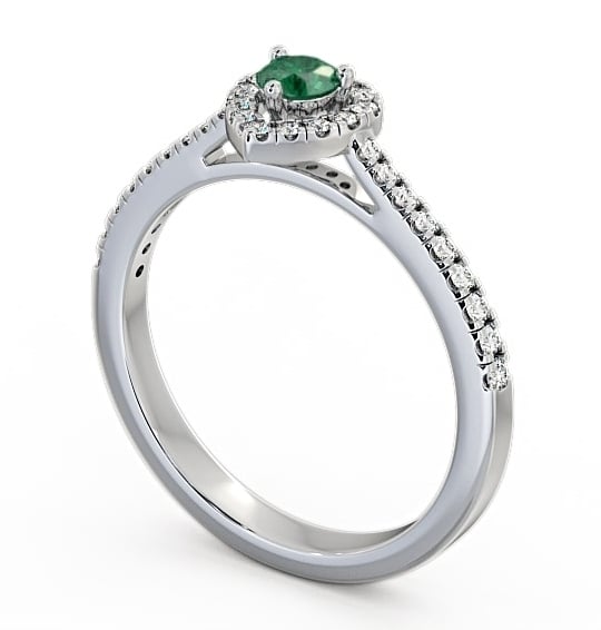 Halo Emerald and Diamond 0.43ct Ring 18K White Gold GEM16_WG_EM_THUMB1 