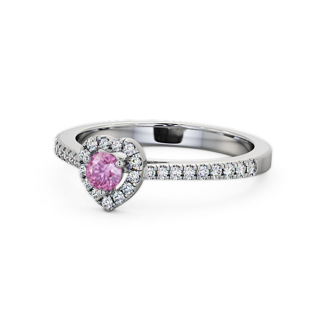 Halo Pink Sapphire and Diamond 0.50ct Ring Platinum - Neiva GEM16_WG_PS_FLAT