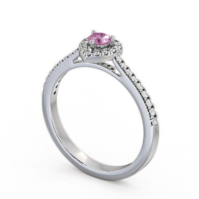 Halo Pink Sapphire and Diamond 0.50ct Ring 9K White Gold - Neiva GEM16_WG_PS_SIDE
