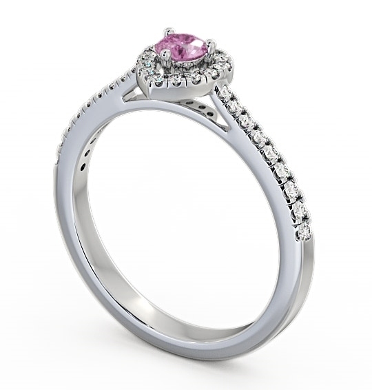 Halo Pink Sapphire and Diamond 0.50ct Ring 9K White Gold GEM16_WG_PS_THUMB1