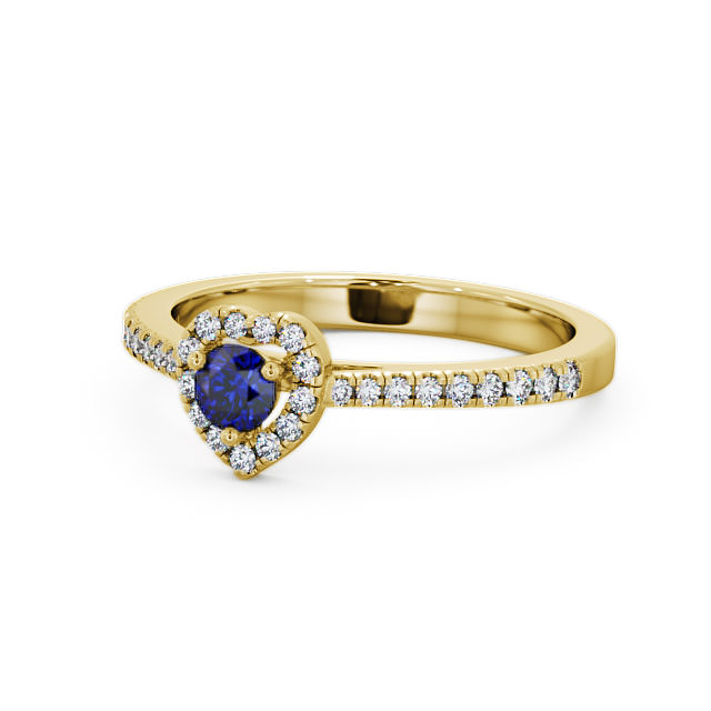 Halo Blue Sapphire and Diamond 0.50ct Ring 9K Yellow Gold - Neiva GEM16_YG_BS_FLAT