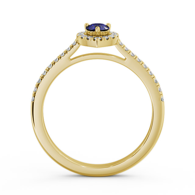 Halo Blue Sapphire and Diamond 0.50ct Ring 9K Yellow Gold - Neiva GEM16_YG_BS_UP