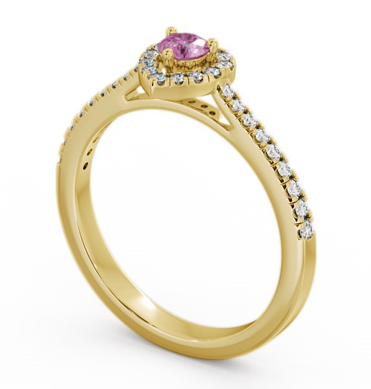 Halo Pink Sapphire and Diamond 0.50ct Ring 18K Yellow Gold - Neiva GEM16_YG_PS_THUMB1