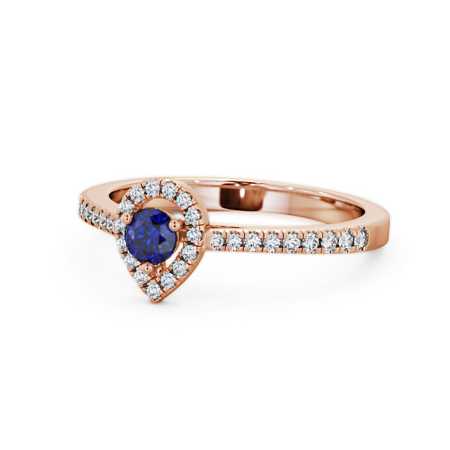 Halo Blue Sapphire and Diamond 0.37ct Ring 9K Rose Gold - Ruelle GEM17_RG_BS_FLAT