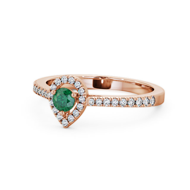 Halo Emerald and Diamond 0.34ct Ring 9K Rose Gold - Ruelle GEM17_RG_EM_FLAT