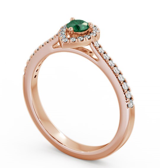 Halo Emerald and Diamond 0.34ct Ring 9K Rose Gold - Ruelle GEM17_RG_EM_THUMB1