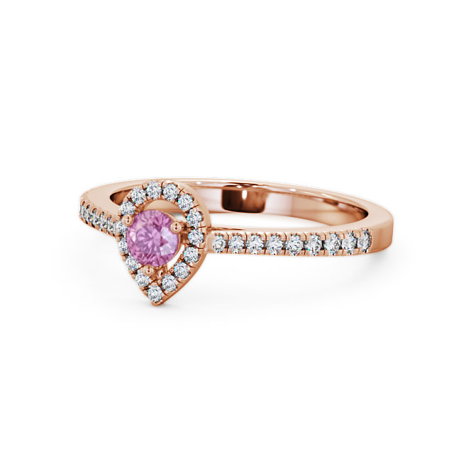 Halo Pink Sapphire and Diamond 0.37ct Ring 18K Rose Gold - Ruelle GEM17_RG_PS_FLAT