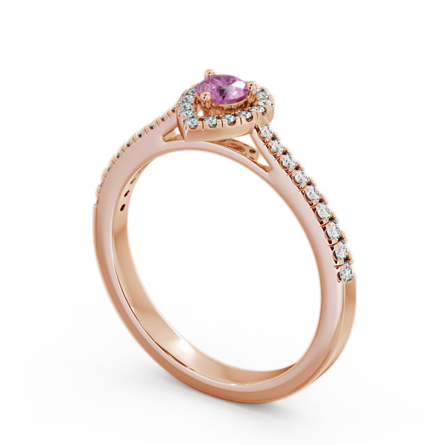 Halo Pink Sapphire and Diamond 0.37ct Ring 18K Rose Gold - Ruelle GEM17_RG_PS_SIDE