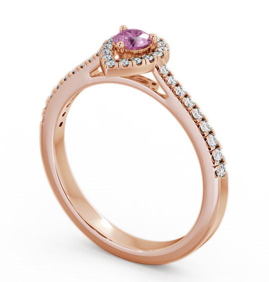 Halo Pink Sapphire and Diamond 0.37ct Ring 18K Rose Gold - Ruelle GEM17_RG_PS_THUMB1