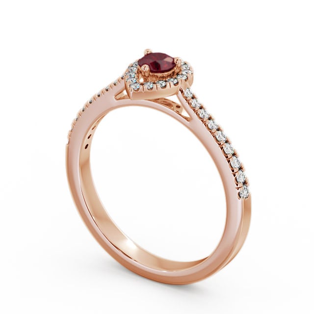 Halo Ruby and Diamond 0.37ct Ring 9K Rose Gold - Ruelle GEM17_RG_RU_SIDE