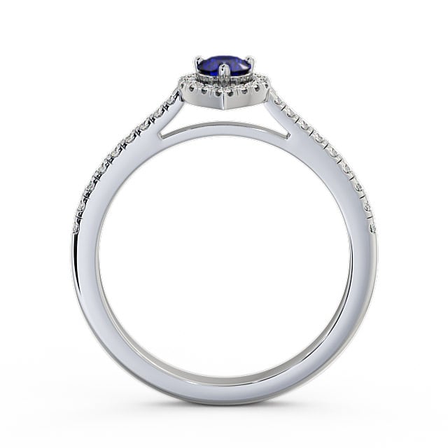 Halo Blue Sapphire and Diamond 0.37ct Ring 9K White Gold - Ruelle GEM17_WG_BS_UP