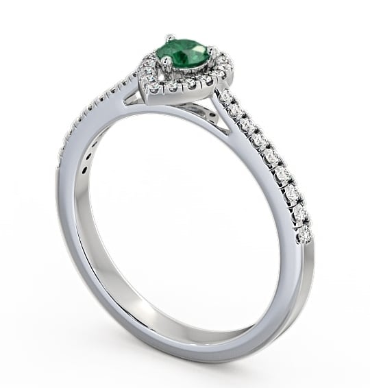  Halo Emerald and Diamond 0.34ct Ring 9K White Gold - Ruelle GEM17_WG_EM_THUMB1 