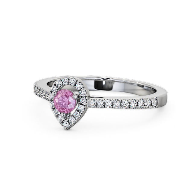 Halo Pink Sapphire and Diamond 0.37ct Ring 18K White Gold - Ruelle GEM17_WG_PS_FLAT