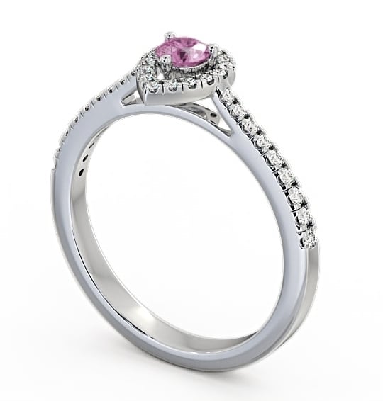 Halo Pink Sapphire and Diamond 0.37ct Ring 9K White Gold - Ruelle GEM17_WG_PS_THUMB1