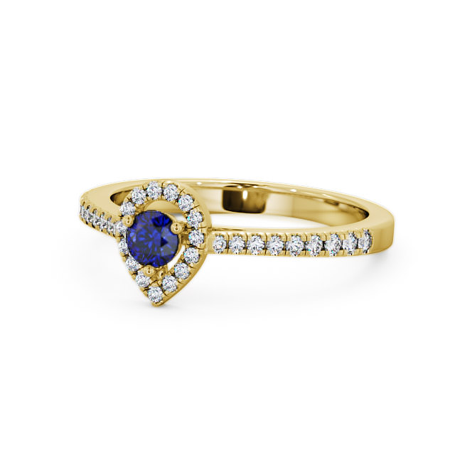 Halo Blue Sapphire and Diamond 0.37ct Ring 18K Yellow Gold - Ruelle GEM17_YG_BS_FLAT