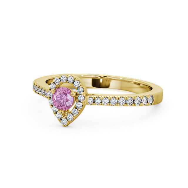 Halo Pink Sapphire and Diamond 0.37ct Ring 9K Yellow Gold - Ruelle GEM17_YG_PS_FLAT
