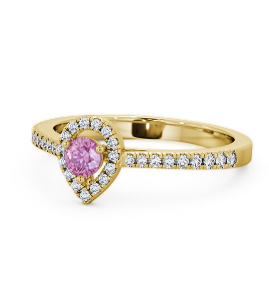  Halo Pink Sapphire and Diamond 0.37ct Ring 9K Yellow Gold - Ruelle GEM17_YG_PS_THUMB2 