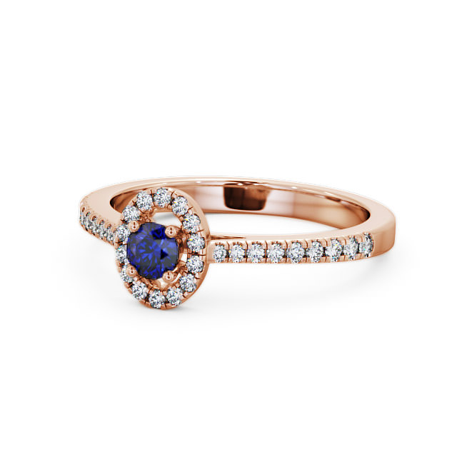 Halo Blue Sapphire and Diamond 0.36ct Ring 18K Rose Gold - Verel GEM18_RG_BS_FLAT