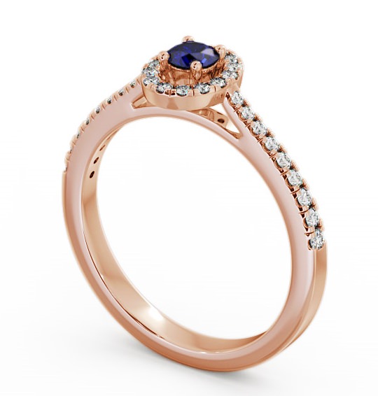 Halo Blue Sapphire and Diamond 0.36ct Ring 9K Rose Gold - Verel GEM18_RG_BS_THUMB1
