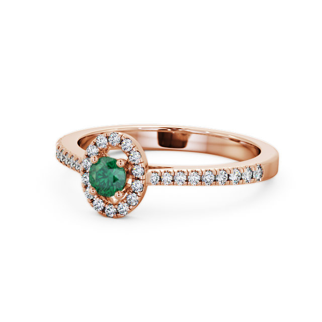 Halo Emerald and Diamond 0.33ct Ring 9K Rose Gold - Verel GEM18_RG_EM_FLAT