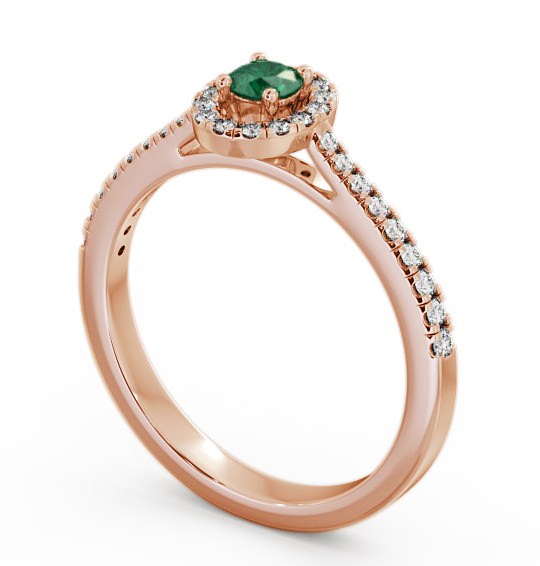Halo Emerald and Diamond 0.33ct Ring 18K Rose Gold GEM18_RG_EM_THUMB1 